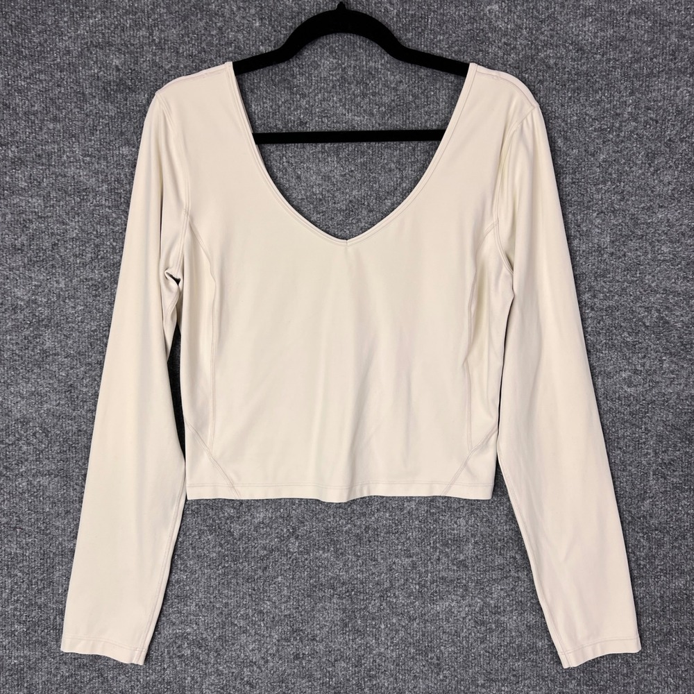 lululemon athletica Cream Long Sleeve V-Neck Crop Top